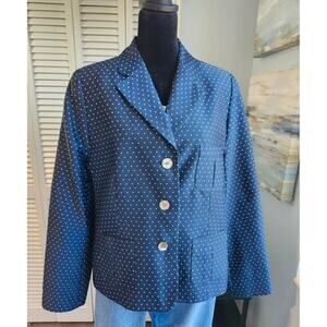 Barnard Zins Navy Blue Dotted Blazer Size 10 Silk Career Coastal